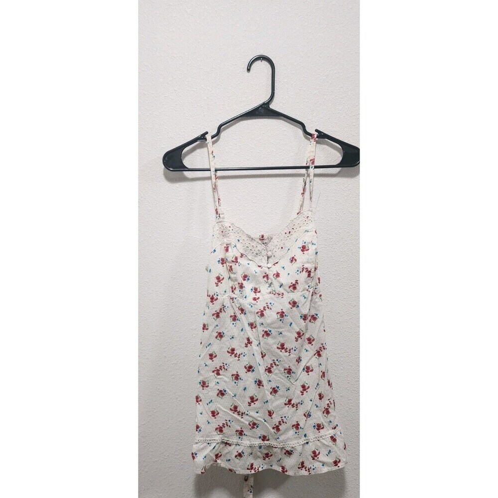 Original Arizona Jean Company Y2k 90's Style Off White Summer Floral  Top Sz M/M